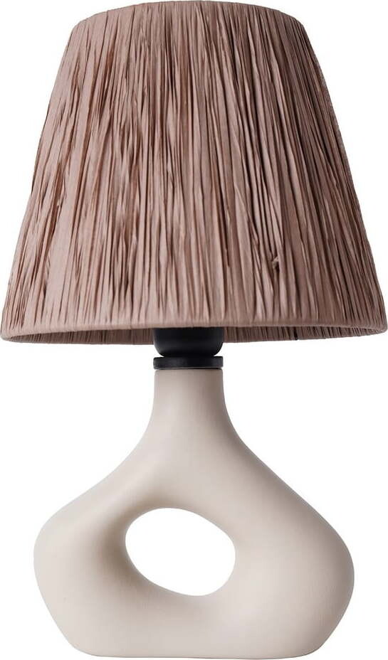 Béžová stolní lampa se stínidlem z papírového výpletu (výška 40 cm) Serin – Opviq lights
