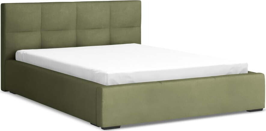 Zelená sametová čalouněná dvoulůžková postel s úložným prostorem s roštem 140x200 cm Hiko – Makamii