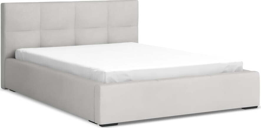 Světle šedá sametová čalouněná dvoulůžková postel s úložným prostorem s roštem 140x200 cm Hiko – Makamii