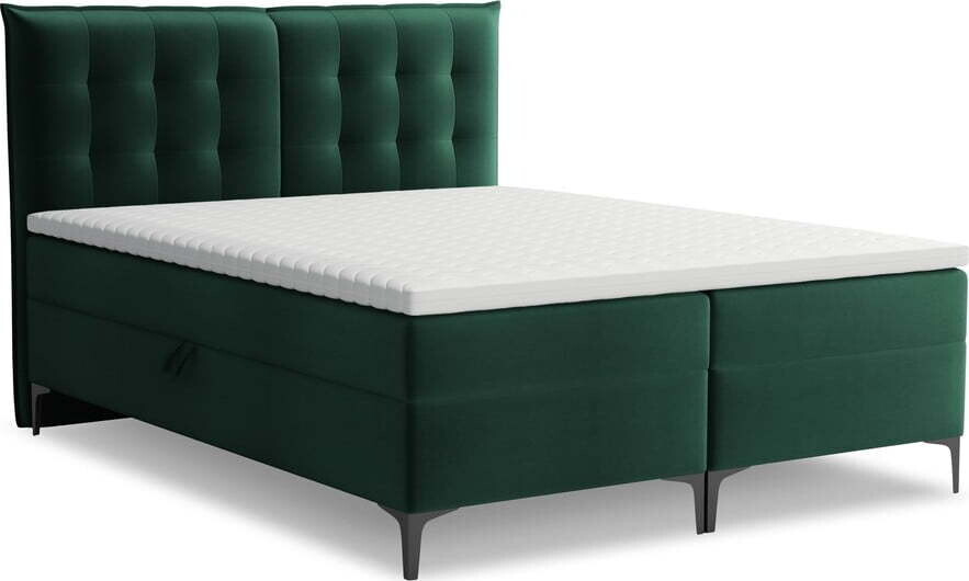 Tmavě zelená boxspring postel s úložným prostorem 180x200 cm Mikana – Makamii