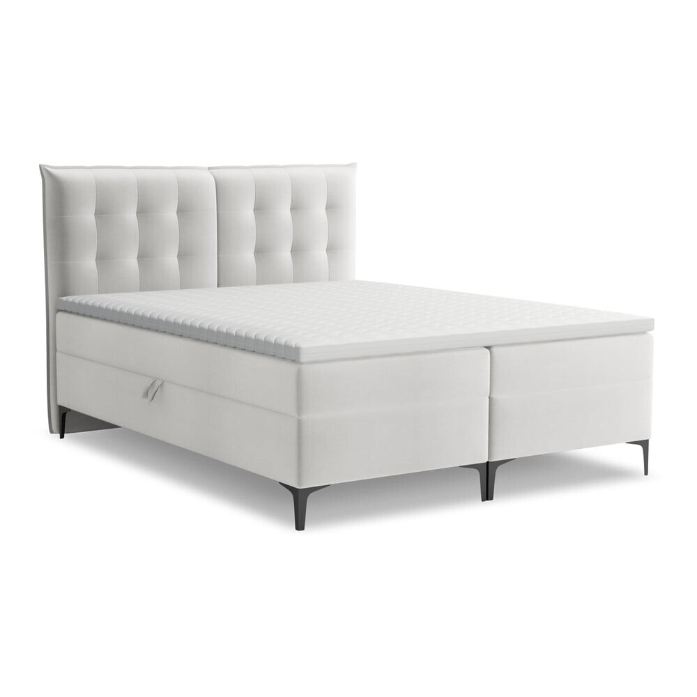 Světle šedá boxspring postel s úložným prostorem 180x200 cm Mikana – Makamii