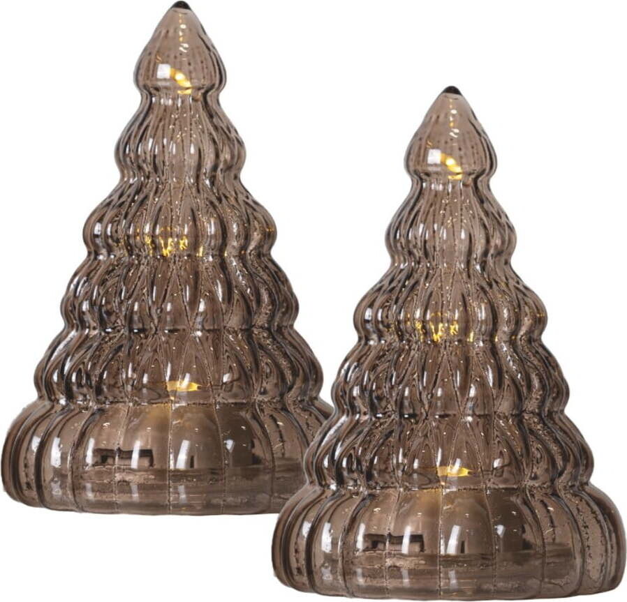 Tmavě hnědé světelné dekorace v sadě 2 ks na baterky ø 6,5 cm Lucy Tree – Sirius