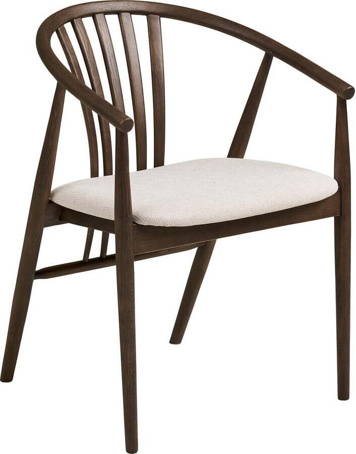 Tmavě hnědá jídelní židle s područkami z dubového dřeva Agustin – House Nordic