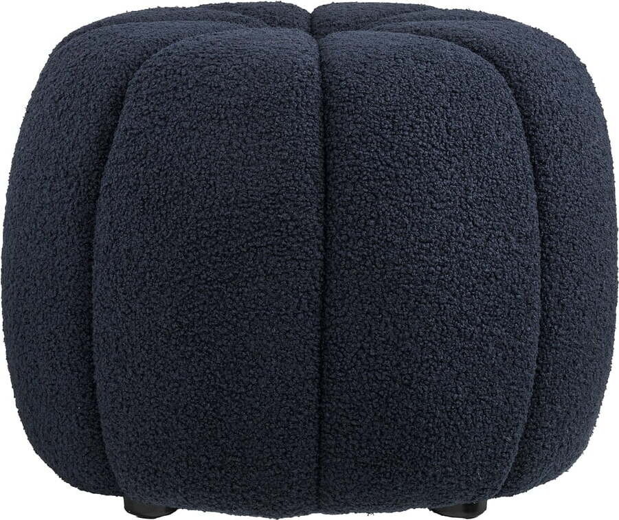 Tmavě modrý taburet z textilie bouclé Paisley – House Nordic
