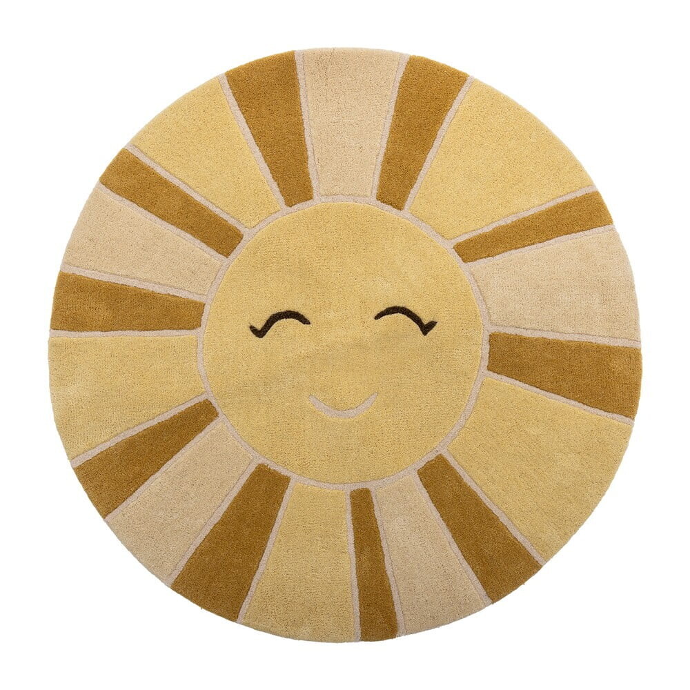 Béžový/jantarový vlněný dětský koberec ø110 cm Sun – Bloomingville Mini