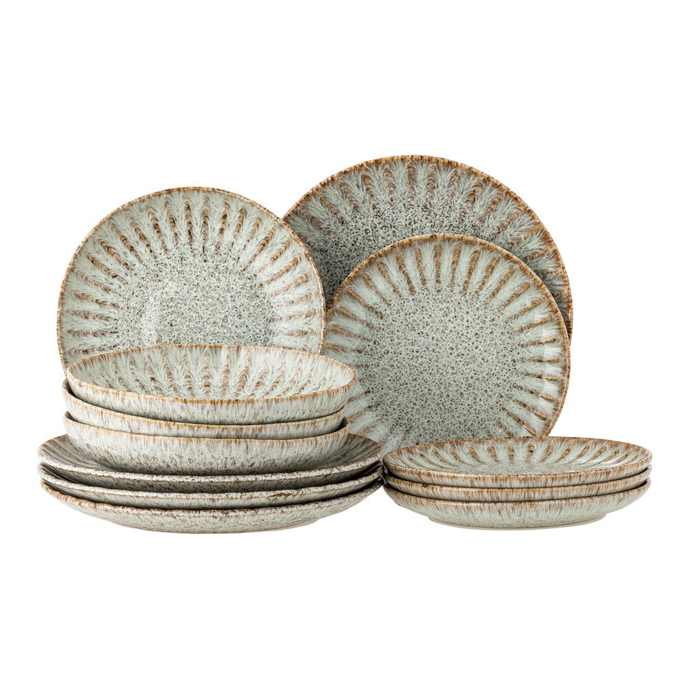 Kameninová jídelní sada 12 ks Fleur – Bloomingville