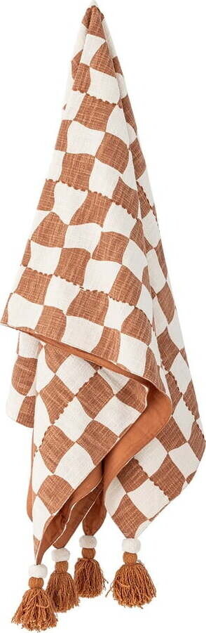 Hnědá/béžová bavlněná deka 130x150 cm Chola – Bloomingville