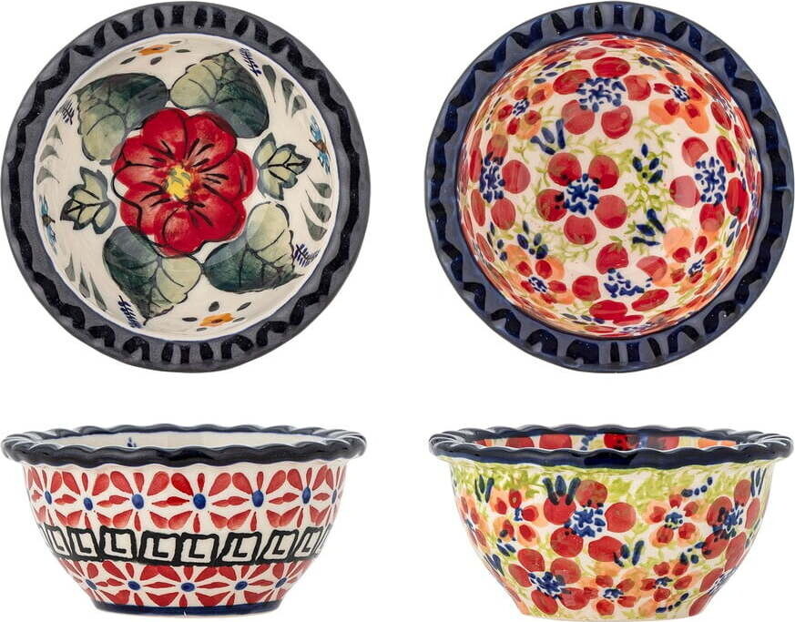 Červené servírovací misky v sadě 2 ks z kameniny 95 ml Florist – Bloomingville