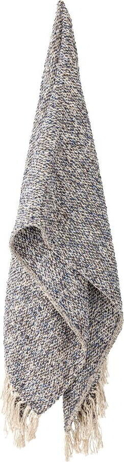 Šedomodrá deka s příměsí lnu 130x160 cm Ocean – Bloomingville