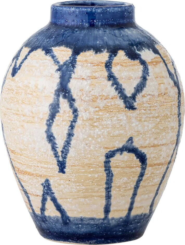 Modrá/krémová váza z kameniny (výška 16 cm) Avon – Bloomingville