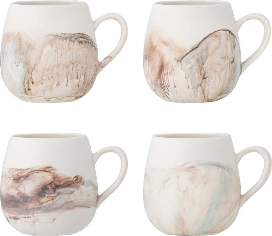 Krémové hrnky v sadě 4 ks z kameniny 250 ml Lyre – Bloomingville