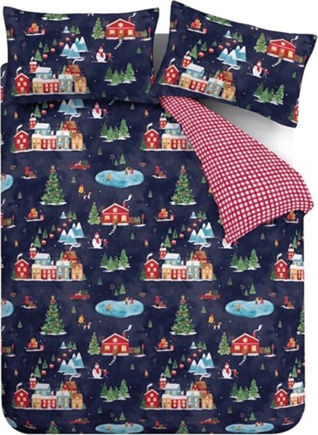 Modré povlečení na dvoulůžko 200x200 cm Ski Village – Catherine Lansfield
