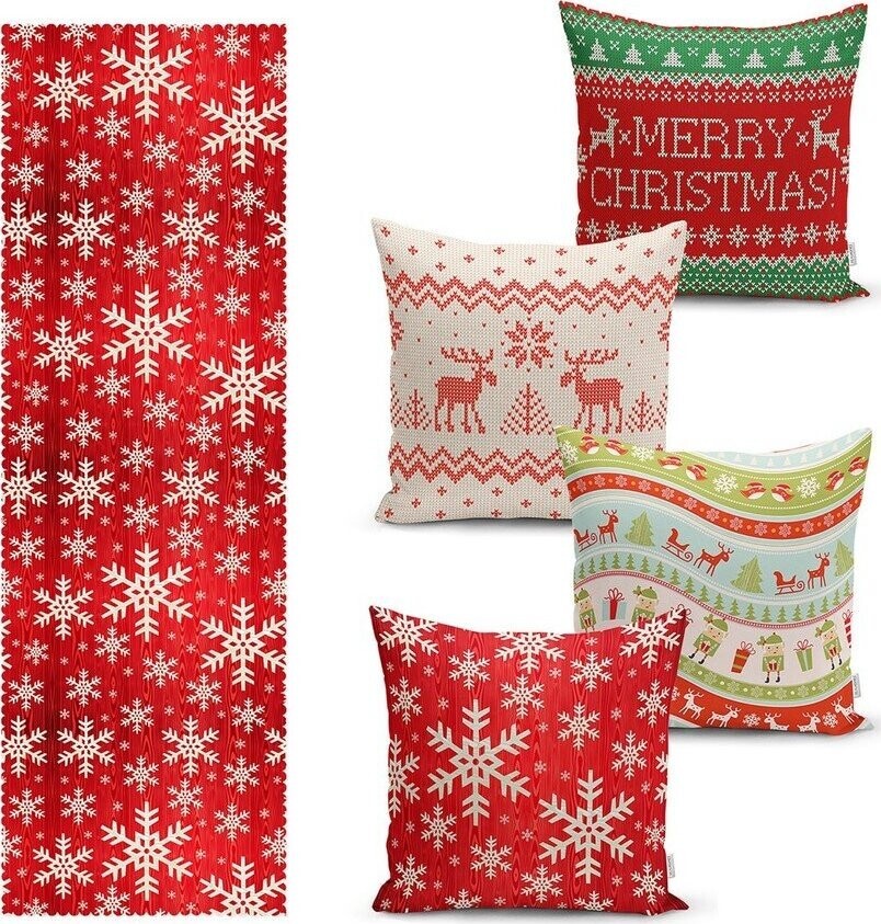 Set povlaků na polštář a běhounu 5 ks Christmas Sweater – Mila Home