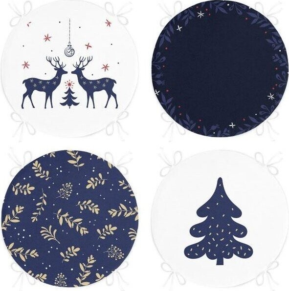 Podsedáky v sadě 4 ks s vánočním motivem ø 40 cm Blue Christmas – Mila Home