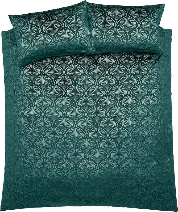 Zelené povlečení na dvoulůžko/prodloužené 230x220 cm Art Deco Pearl – Catherine Lansfield