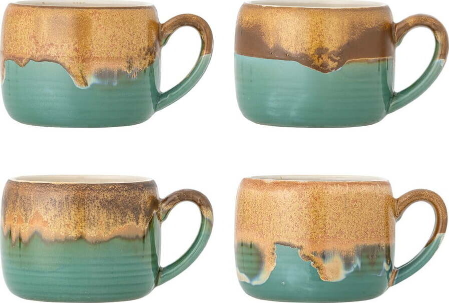 Zelené/hnědé hrnky v sadě 4 ks z kameniny 400 ml Sheen – Bloomingville