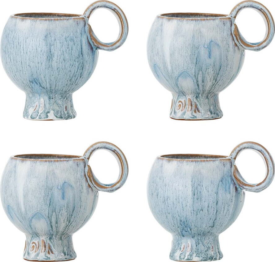 Světle modré šálky v sadě 4 ks na cappuccino z kameniny 250 ml Avonlea – Bloomingville