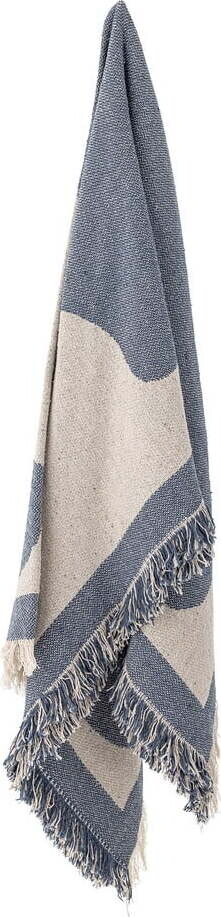 Modrá/béžová deka z recyklované bavlny 130x160 cm Ethan – Bloomingville