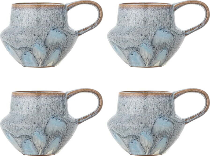 Světle modré hrnky v sadě 4 ks z kameniny 300 ml Bessie – Bloomingville