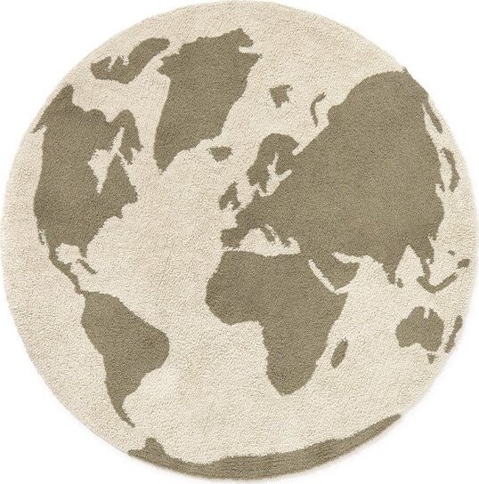 Zelený/krémový pratelný/ručně tkaný bavlněný dětský koberec ø120 cm World Map – Lorena Canals