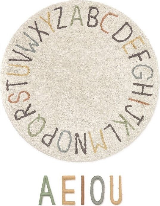 Krémový bavlněný dětský hrací koberec ø120 cm ABC Color and Letters – Lorena Canals