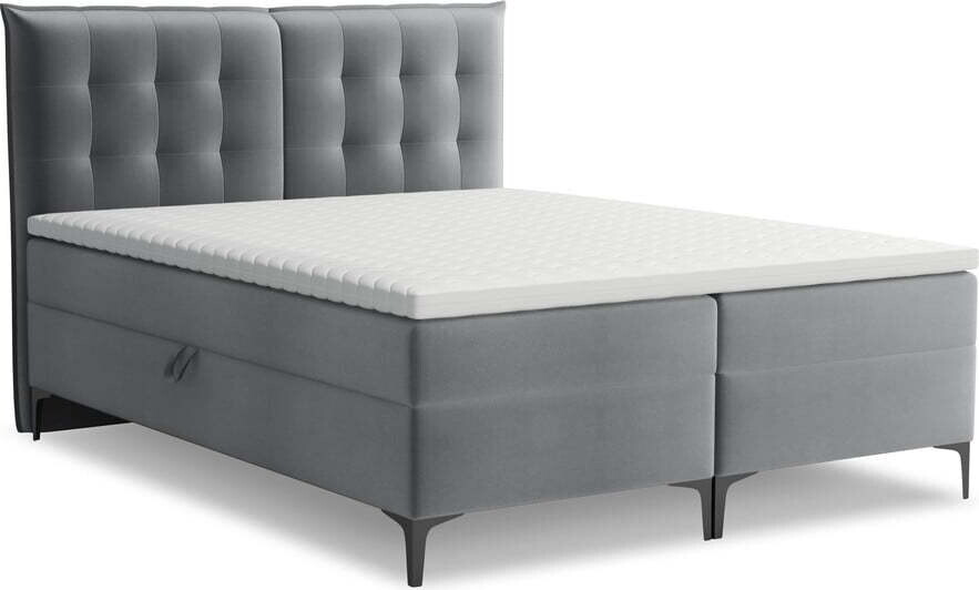 Šedá boxspring postel s úložným prostorem 180x200 cm Mikana – Makamii