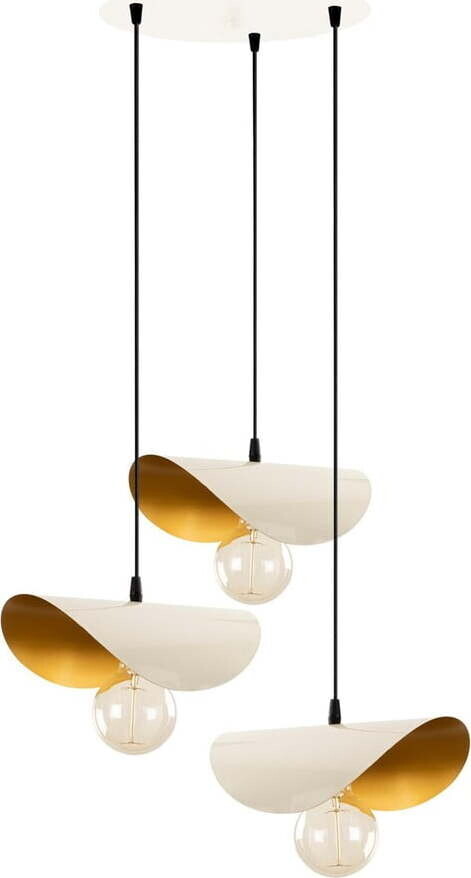 Bílé/ve zlaté barvě závěsné svítidlo s kovovým stínidlem Sivani – Opviq lights