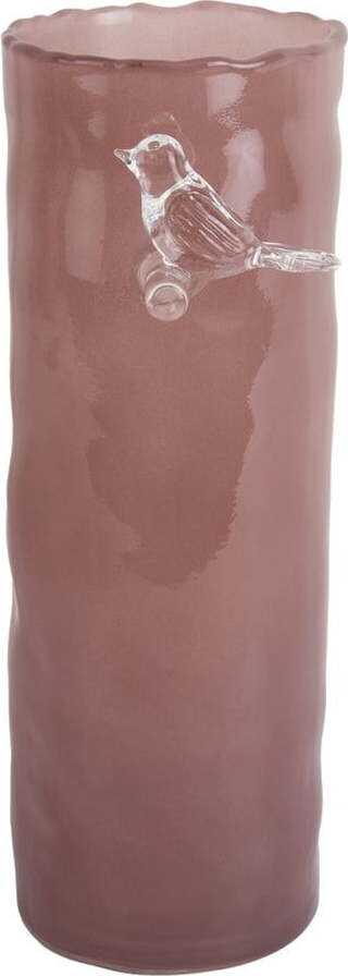 Růžová skleněná váza (výška 27 cm) Bird On Branch – PT LIVING