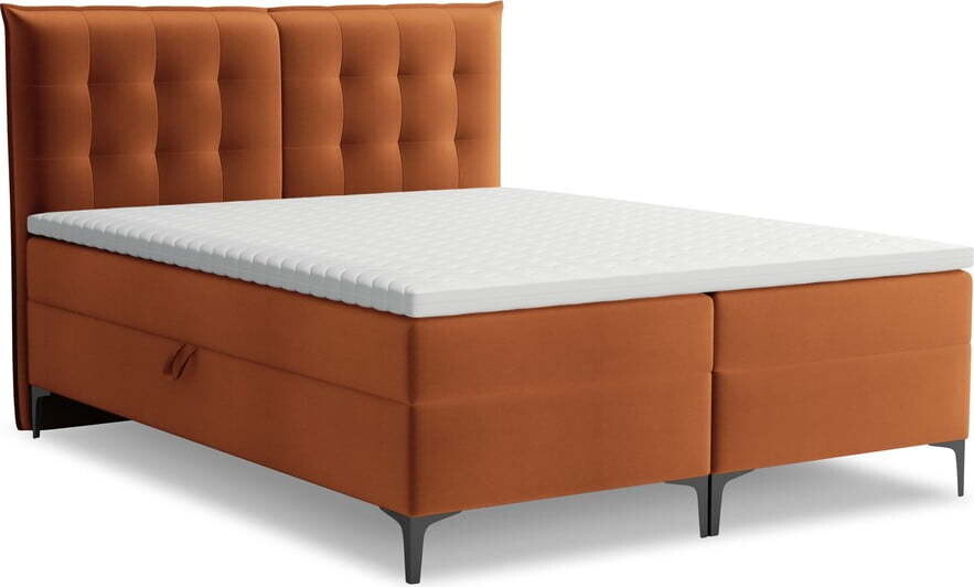 Boxspring postel s úložným prostorem 180x200 cm v terakotové barvě Mikana – Makamii