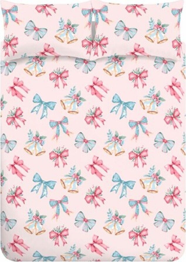 Růžové povlečení na dvoulůžko 200x200 cm Bows And Bells – Catherine Lansfield