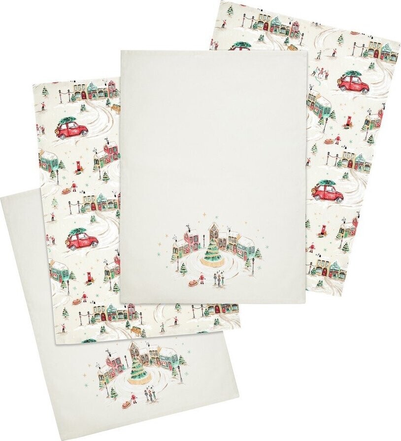 Bavlněné utěrky v sadě 4 ks 50x70 cm Christmas Town – Catherine Lansfield