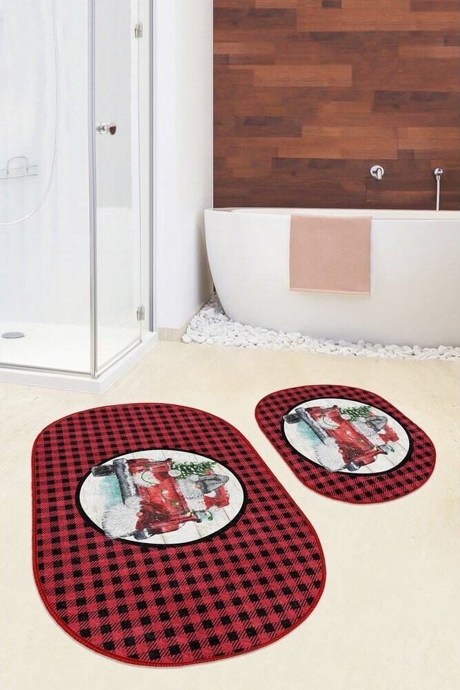 Červené/černé koupelnové předložky v sadě 2 ks 60x100 cm Full Ride – Mila Home