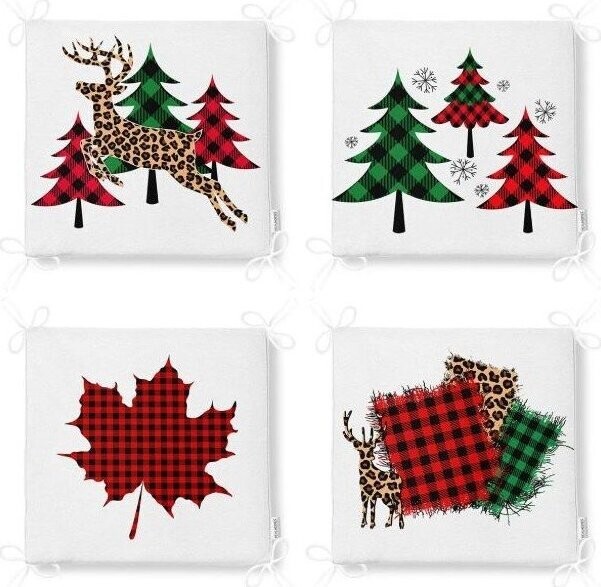 Podsedáky v sadě 4 ks s vánočním motivem 40x40 cm Tartan – Mila Home