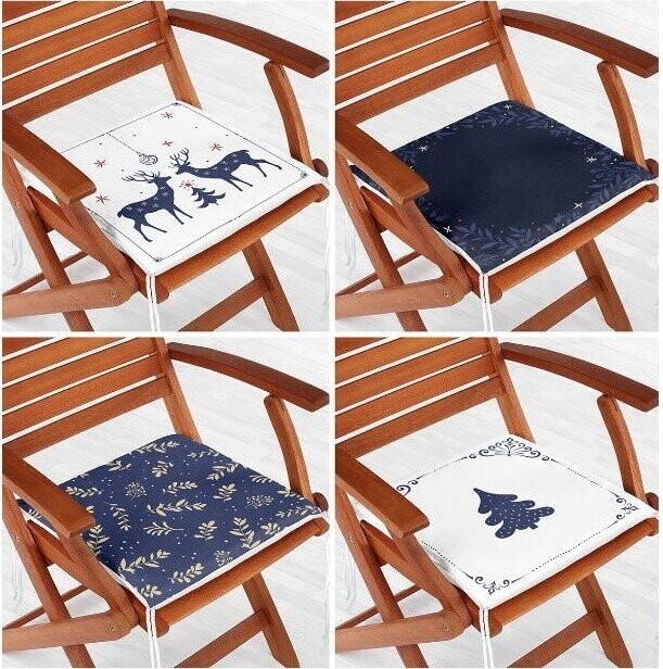 Podsedáky v sadě 4 ks s vánočním motivem 40x40 cm Blue Christmas – Mila Home