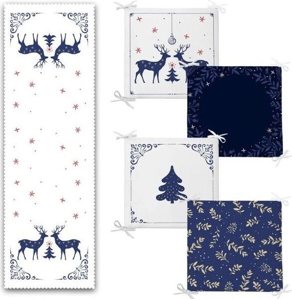 Set podsedáků a běhounu 5 ks Blue Christmas – Mila Home