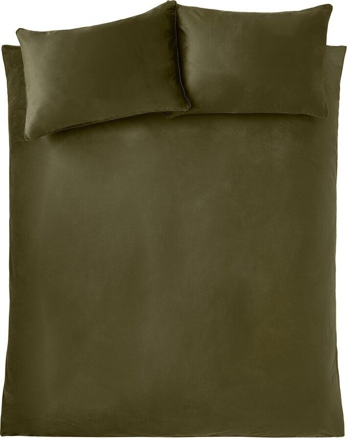 Khaki sametové povlečení na dvoulůžko/prodloužené 230x220 cm Kingsley – Catherine Lansfield