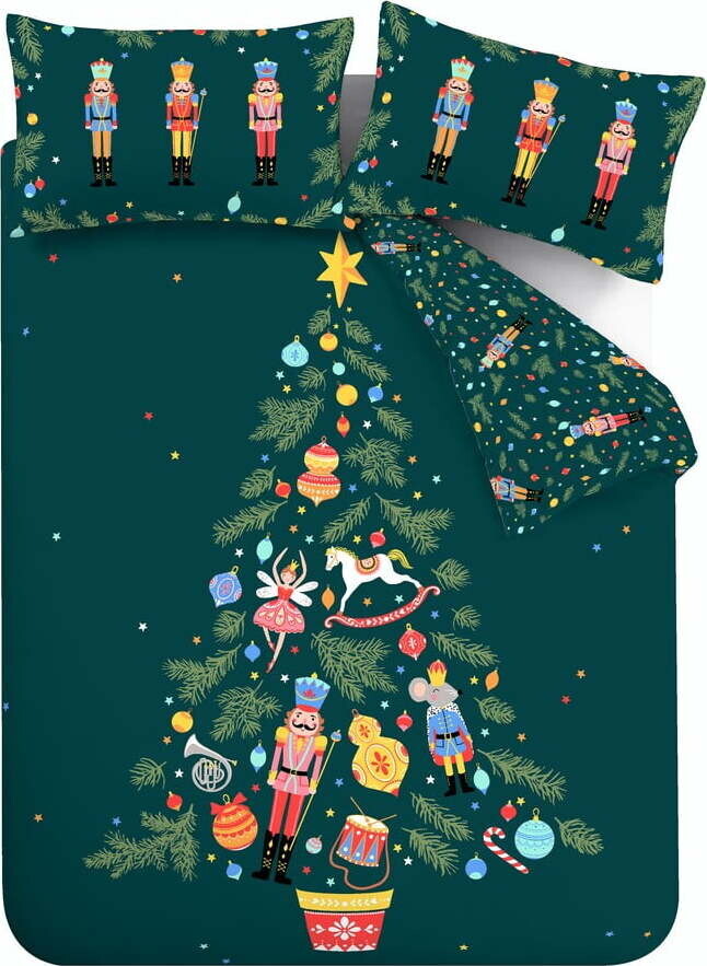 Tmavě zelené povlečení na dvoulůžko/prodloužené 230x220 cm Nutcracker – Catherine Lansfield