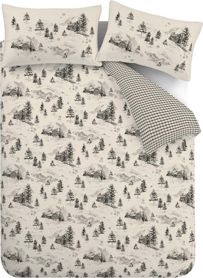 Béžové flanelové povlečení na dvoulůžko/prodloužené 230x220 cm Alpine Vilage – Catherine Lansfield