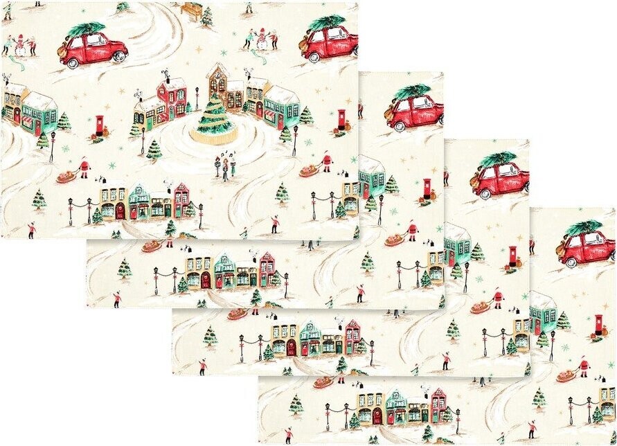 Bavlněná prostírání v sadě 4 ks 30x46 cm Christmas Town – Catherine Lansfield