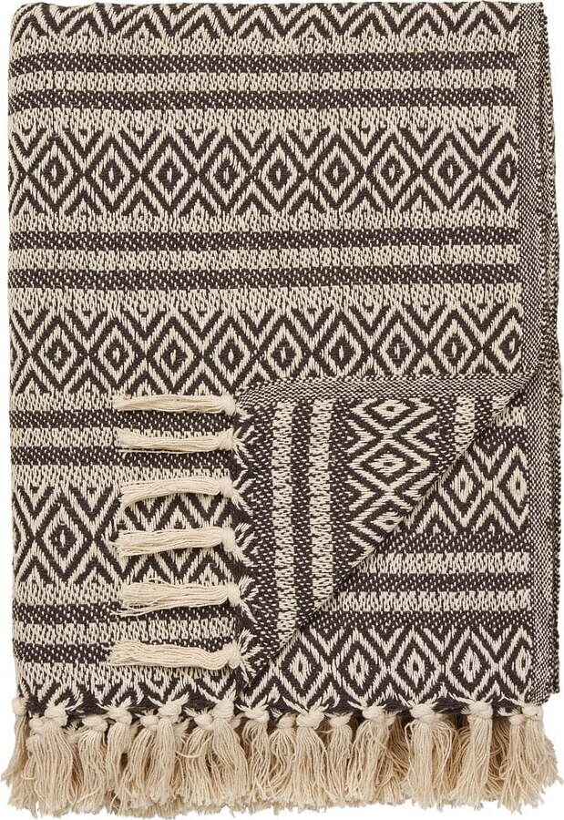 Hnědá deka z recyklované bavlny 130x180 cm Adana – House Nordic