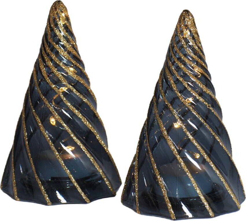 Černé světelné dekorace v sadě 2 ks na baterky ø 6 cm Vilma Tree – Sirius