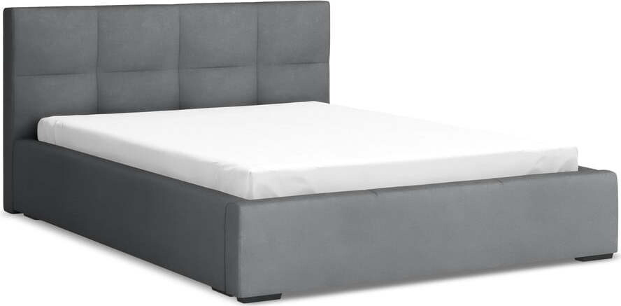 Tmavě šedá sametová čalouněná dvoulůžková postel s úložným prostorem s roštem 140x200 cm Hiko – Makamii