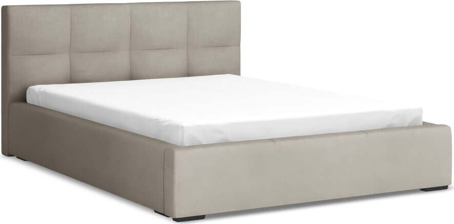 Taupe sametová čalouněná dvoulůžková postel s úložným prostorem s roštem 140x200 cm Hiko – Makamii