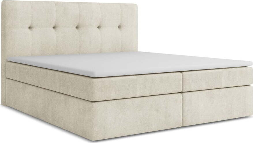 Krémová boxspring postel s úložným prostorem 140x200 cm Palta – Makamii