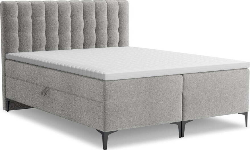 Světle šedá boxspring postel s úložným prostorem 180x200 cm Puhala – Makamii