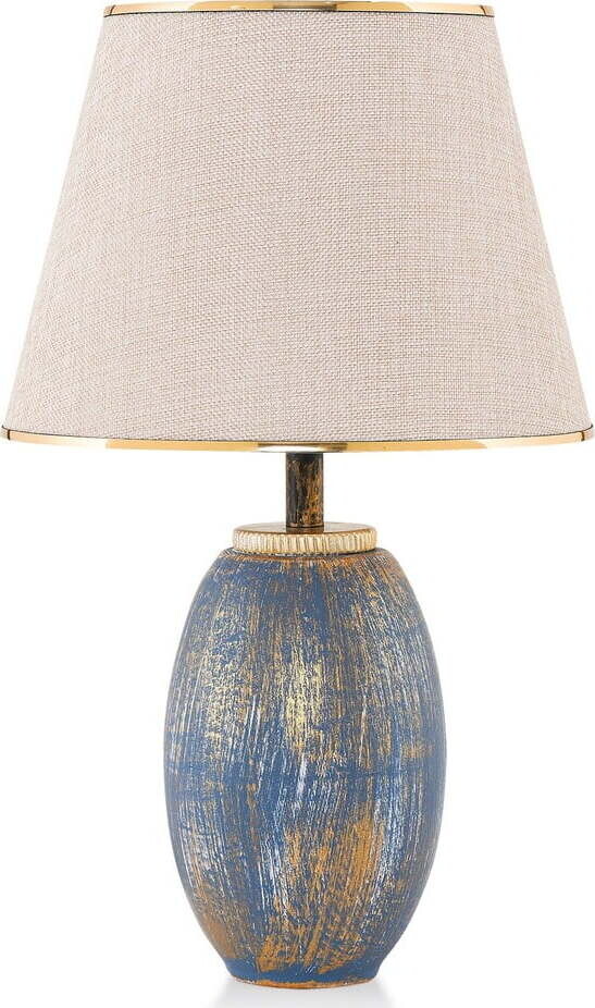 Modrá/krémová stolní lampa s textilním stínidlem (výška 50 cm) Yakamoz – Opviq lights