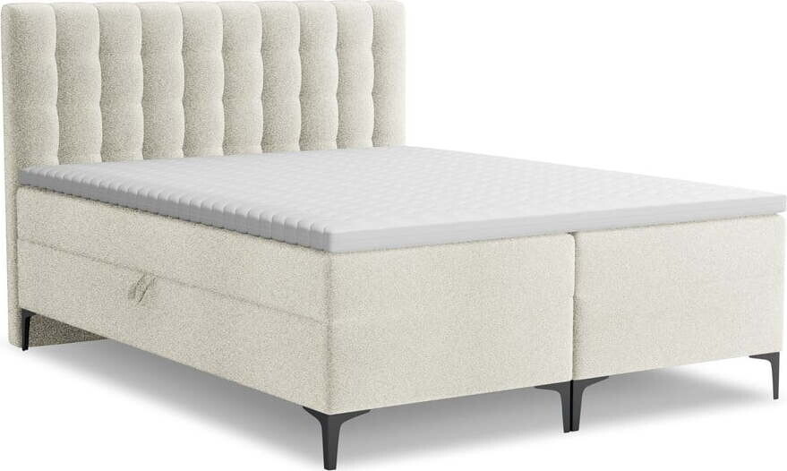 Béžová boxspring postel s úložným prostorem 140x200 cm Puhala – Makamii