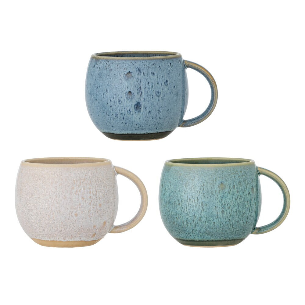 Modré/krémové hrnky v sadě 3 ks z kameniny 420 ml Harriet – Bloomingville