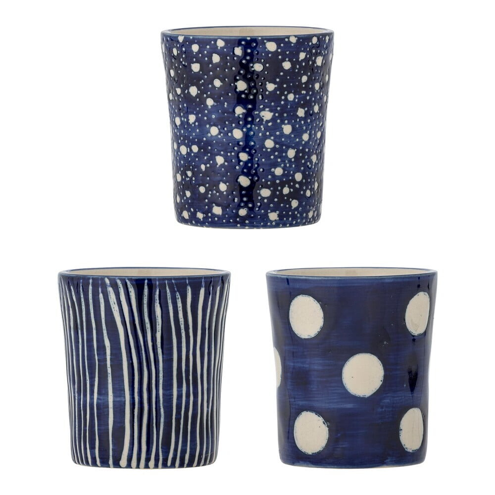 Tmavě modré šálky v sadě 3 ks na espresso z kameniny 190 ml Minoa – Bloomingville