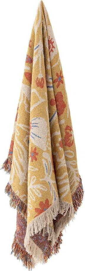 Žlutá deka z recyklované bavlny 130x160 cm Reims – Bloomingville